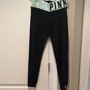 PINK Victoria's Secret Black and Mint Leggings